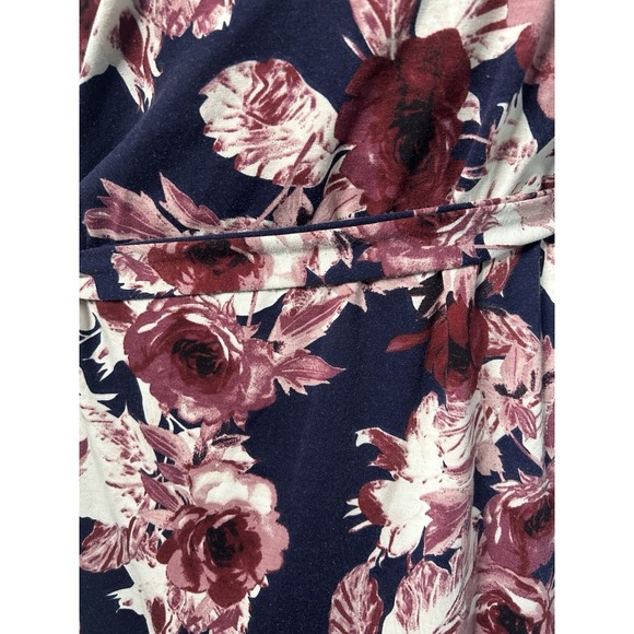 LuLaRoe Carly Women Size 3X Navy Blue Burgundy Floral 3/4 Sleeve Wrap Dress - Picture 4 of 9